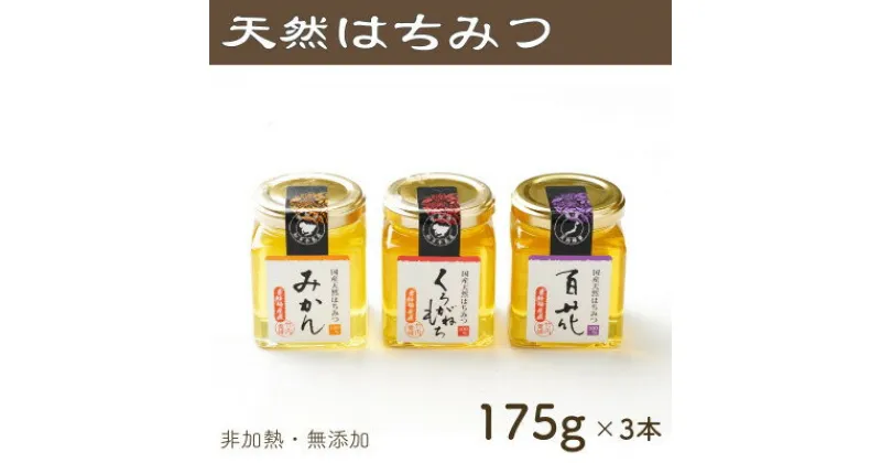 【ふるさと納税】竹内養蜂の蜂蜜3種(みかん・くろがねもち・百花) 各175g 瓶【1302209】