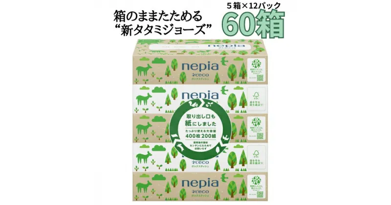 【ふるさと納税】2週間以内発送 ネピア　ネピecoティシュ200組 5箱×12パック ネピア ティッシュ 日用品 全国 発送 おすすめ まとめて 春日井市 花粉症 防災 備蓄 たっぷり サステナブル SDGs nepia 消耗品 エコ eco