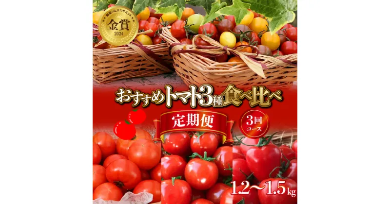 【ふるさと納税】【個数限定】おすすめトマト3種 食べ比べ 1.2kg 1.5kg 3回定期便 トマト 定期便 ミニトマト 定期便 詰め合わせ 野菜ソムリエサミット 金賞 受賞 長田農園 産地直送 とまと 野菜 やさい フルーツ サラダ 濃厚 甘い 美容 リピート多数 人気 数量限定 碧南市