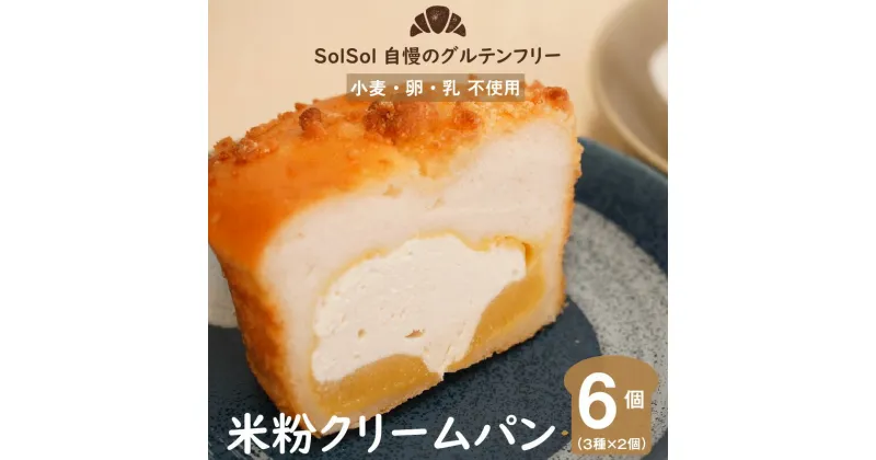 【ふるさと納税】グルテンフリー 米粉 クリームパン 6個（ 3種類 × 2個 ） 食べ比べ 送料無料