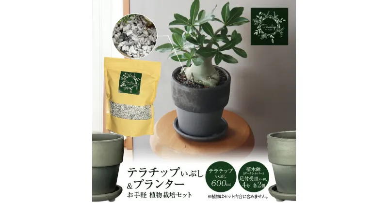 【ふるさと納税】三河焼 植木鉢 ダークシルバー 4号 テラチップいぶし プランター お手軽 植物栽培セット 陶器 三河 インテリア 三河陶器 観葉植物 癒やし 園芸 テラチップ いぶし お取り寄せ 丸俊セラミック 愛知県 碧南市 送料無料