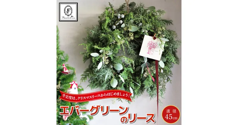 【ふるさと納税】【クリスマス・お正月】フレッシュなエバーグリーンのリース 直径45cm 針葉樹 ナチュラル 北欧 インテリア おしゃれ イベント プレゼント