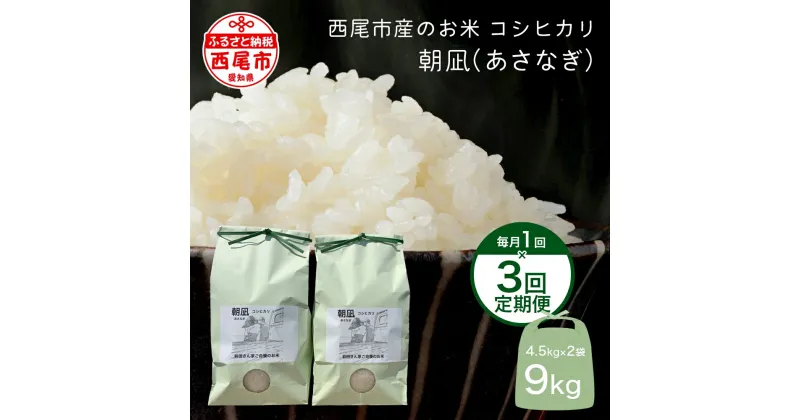 【ふるさと納税】令和6年産 【定期便】西尾市一色町のお米≪朝凪(コシヒカリ)≫　9kg×3ヶ月・M075-57 / 精米 9キロ 4.5kg×2袋 9kg × 3回 こしひかり 国産米 国内産 日本産 愛知県産 MB