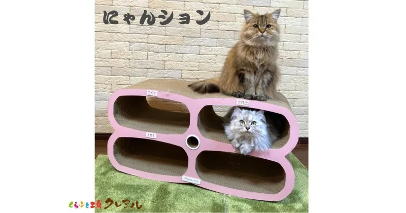 【ふるさと納税】猫の爪とぎ にゃんション（部屋番号付） 猫 爪とぎ ダンボール 丈夫 写真映え 日本製 常滑市 国産 おもちゃ ペット インテリア かわいい マンション 4部屋 多頭飼い 送料無料