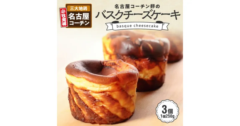 【ふるさと納税】ケーキ バスクチーズケーキ 250g 3個 スイーツ チーズケーキ 名古屋コーチン卵 100%使用 しっとり 濃厚 香ばしい ほろ苦い デザート 洋菓子 お菓子 菓子 愛知県 小牧市 お取り寄せ ギフト プレゼント 冷凍 送料無料