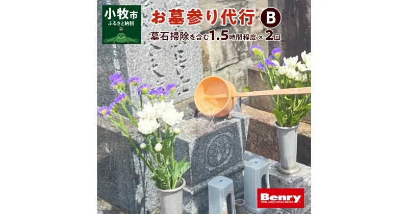 【ふるさと納税】お墓参り 代行 B 墓石 掃除 1.5時間 程度 × 2回 お参り 献花 献香 雑草 除去 処分 草抜き 清掃 お手入れ 水洗い 水拭き 汚れ落とし 代行サービス 和形墓石 洋型墓石 デザイン墓石 愛知県 小牧市