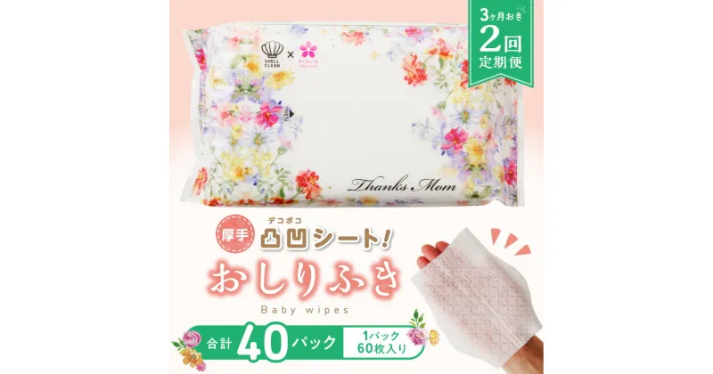 【ふるさと納税】定期便 2回 おしりふき 20パック 1袋 60枚入り 厚手 凸凹シート 使用 水分たっぷり 純水 99％ ボタニカルモチーフ ウェットティッシュ 無香料 無添加 衛生用品 新生児 赤ちゃん お肌 優しい ベビー用品 キッズ 愛知県 小牧市 送料無料