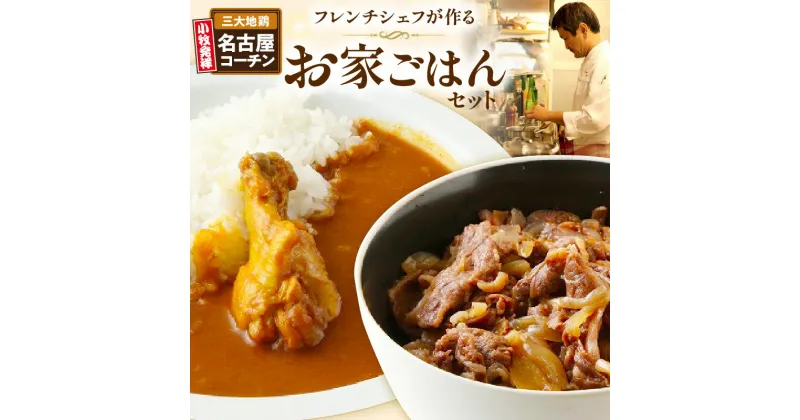 【ふるさと納税】お家ごはんセット 牛丼の素 スパイスカレー 各2袋 石垣牛 名古屋コーチン入り 料理人 歴35年 シェフ 真空パック 袋のまま湯煎 簡単調理 晩ごはん 食品 冷凍 グルメ Chez Chouchou 愛知県 小牧市 お取り寄せ 送料無料