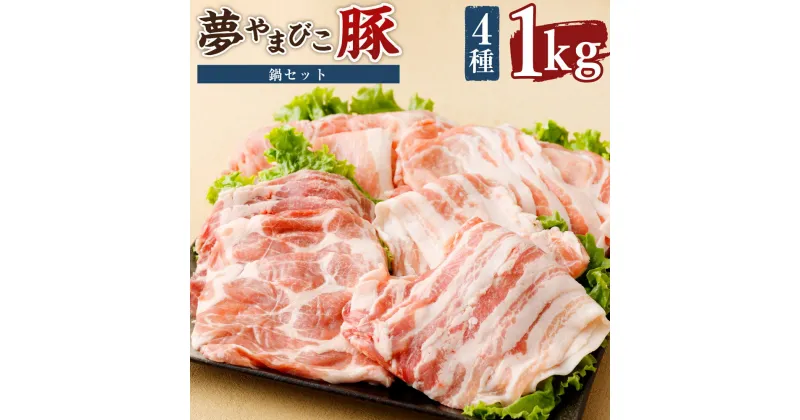 【ふるさと納税】夢やまびこ豚 鍋セット 1.0kg 合計1kg 4種類 (肩ロース・ロース・バラ・モモ) 豚肉 肉 詰め合わせ セット しゃぶしゃぶ 小分け 真空パック 冷蔵 送料無料