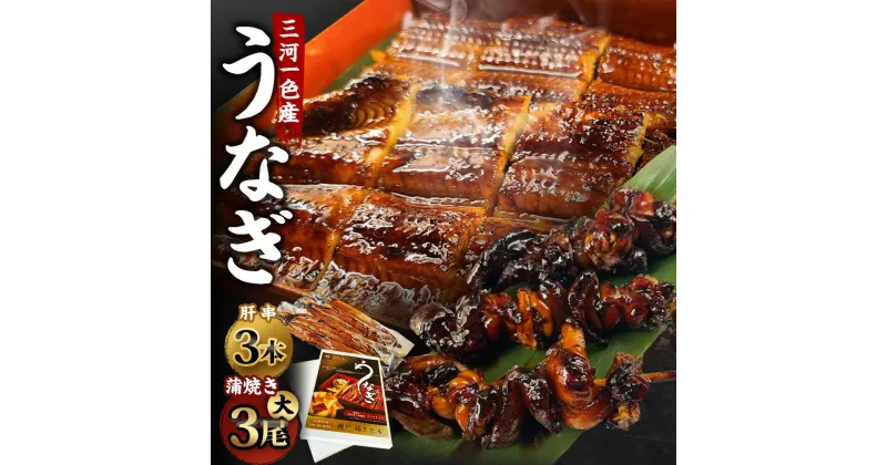 【ふるさと納税】 三河一色産うなぎ 大サイズ 蒲焼き 3尾 + 肝串 3本 蒲焼タレ 肝串焼き 鰻 お魚 湯煎 惣菜 セット 簡単調理 冷凍 幸田町 送料無料