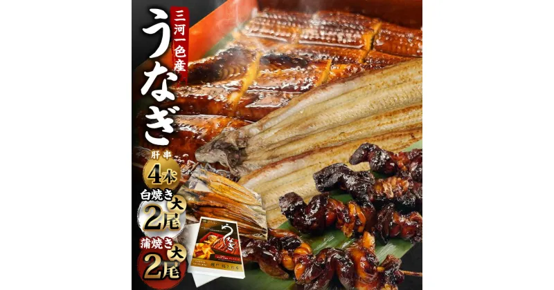 【ふるさと納税】 三河一色産うなぎ 大サイズ 鰻 4尾 ( 蒲焼き 2尾 + 白焼き 2尾 ) + 肝串 4本 蒲焼タレ 肝串焼き お魚 湯煎 惣菜 セット 簡単調理 冷凍 幸田町 送料無料