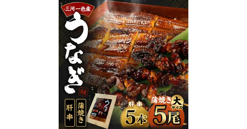 【ふるさと納税】 三河一色産うなぎ 大サイズ 蒲焼き 5尾 + 肝串 5本 蒲焼タレ 肝串焼き 鰻 お魚 湯煎 惣菜 セット 簡単調理 冷凍 幸田町 送料無料