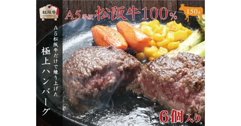 【ふるさと納税】A5等級100％ 松阪牛ハンバーグ 6個 [ 牛肉 松坂牛 高級 和牛 個包装 簡単 調理 牛 肉 人気 グルメ お取り寄せ 日本三大和牛 夕飯 おかず 惣菜 贅沢 ]　お肉・ハンバーグ