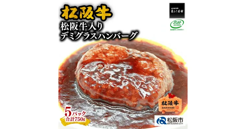 【ふるさと納税】松阪牛入りデミグラスハンバーグ合計750g（150g×5個入り）松阪牛 松坂牛 牛肉 ブランド牛 高級 和牛 日本三大和牛 国産 霜降り 惣菜 おかず 自家製ソース 湯煎 真空 冷凍 小分け