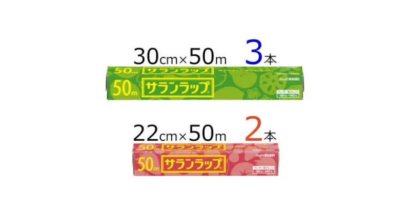 【ふるさと納税】サランラップ2種セット計5本　〈30cm×50m　3本〉〈22cm×50m　2本〉【1460176】