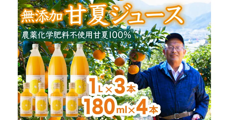 【ふるさと納税】 甘夏 （農薬化学肥料不使用）無添加100％ジュース1L×3本 180ml×4本 尾鷲市 甘夏屋 平山農園 HI-1