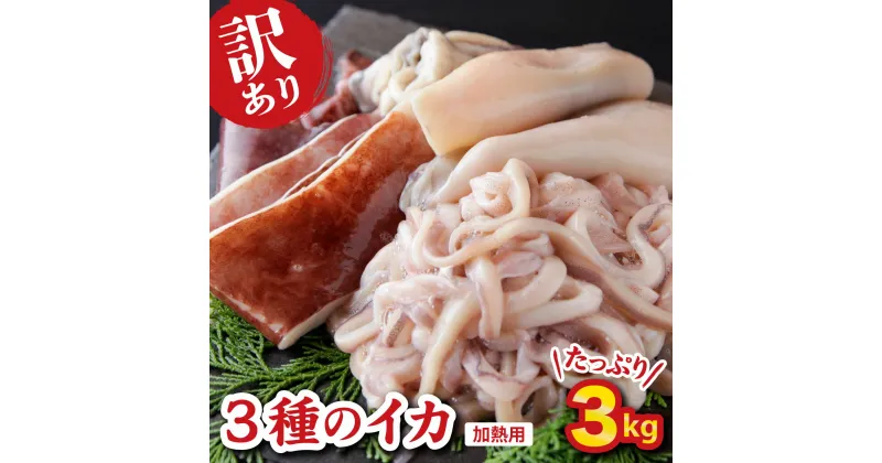 【ふるさと納税】【訳あり】3種のイカ たっぷり 3kg ! ＜加熱用＞ アカイカ マツイカ モンゴウイカ 詰め合わせ 小分け 下処理済　煮物 からあげ 天ぷら 炒め物 サラダ おつまみ などに 使いやすい 烏賊 イカ 海鮮 魚介　三重県 尾鷲市 人気 大満足 返礼品 MT-11